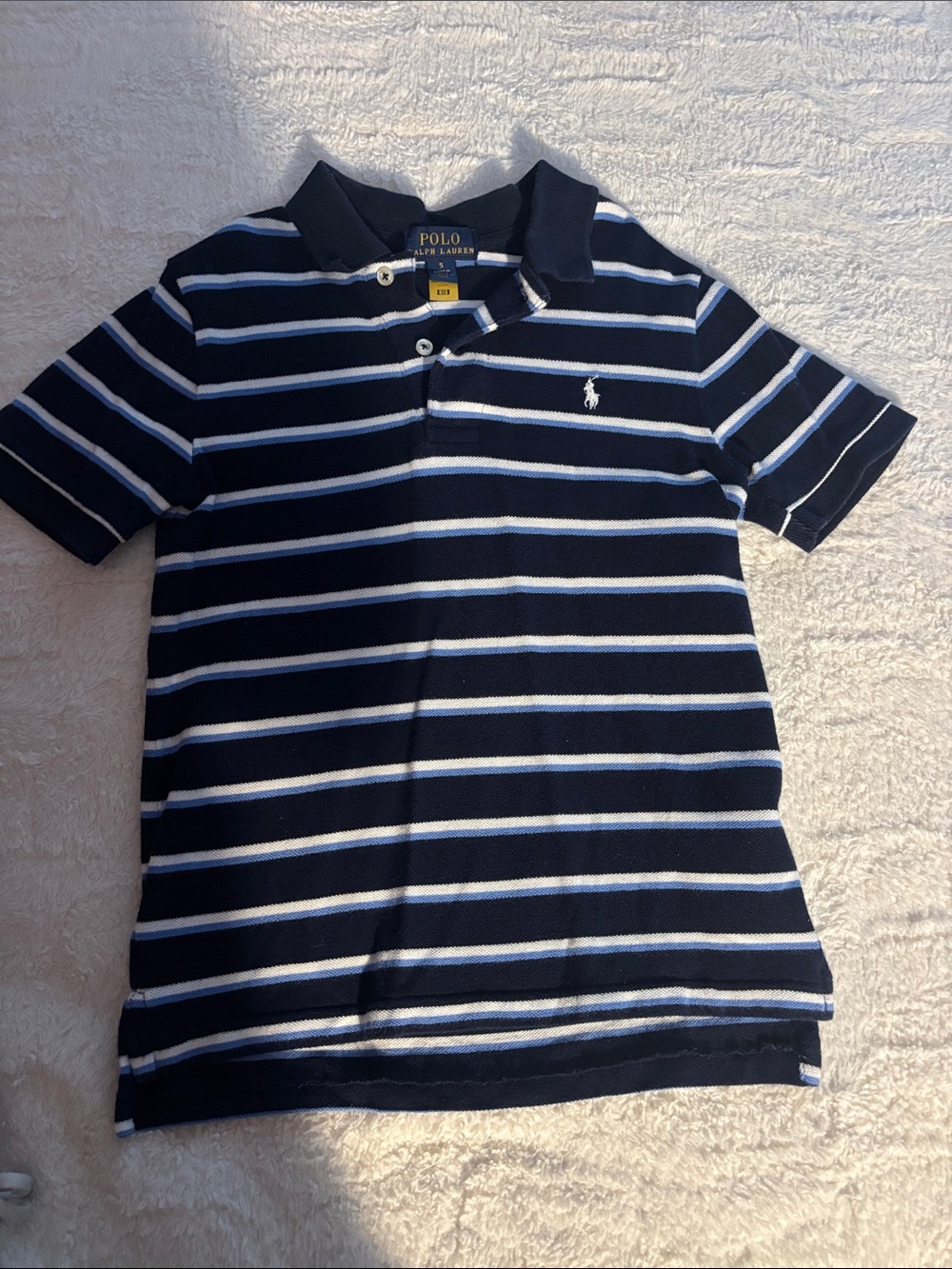 Polo by Ralph Lauren Navy with White & Light Blue Striped Polo
